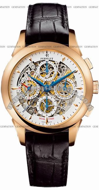 Perrelet Chronograph Skeleton GMT Mens Wristwatch A3007.8