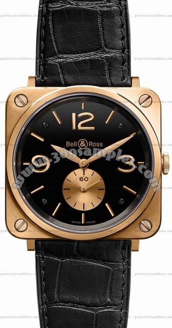 Bell & Ross BR S Mecanique Pink Gold Unisex Wristwatch BRS-PKGOLD-BLACK_D