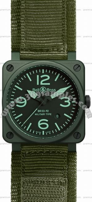 Bell & Ross BR 03-92 Military Ceramic Mens Wristwatch BR0392-CERAM-MIL