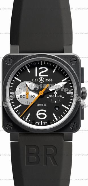 Bell & Ross BR 03-94 Chronographe Black & White Mens Wristwatch BR0394-BW