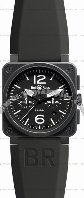 Bell & Ross BR 03-94 Chronographe Carbon Mens Wristwatch BR0394-BL-CA