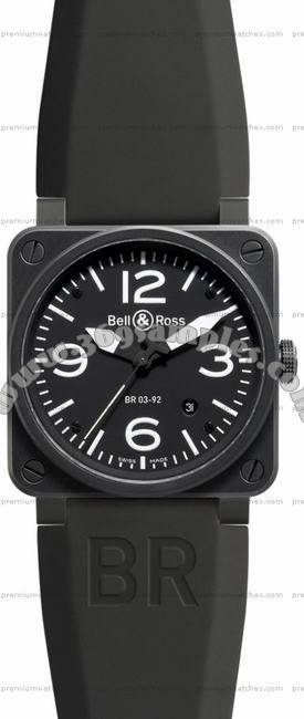 Bell & Ross BR 03-92 Carbon Mens Wristwatch BR0392-BL-CA