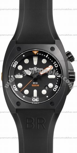 Bell & Ross BR 02-92 Carbon Mens Wristwatch BR02-CA-INDX/CRF